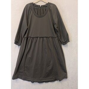Dolman Sleeve Ruffle Hem Dress Olive Green Size L